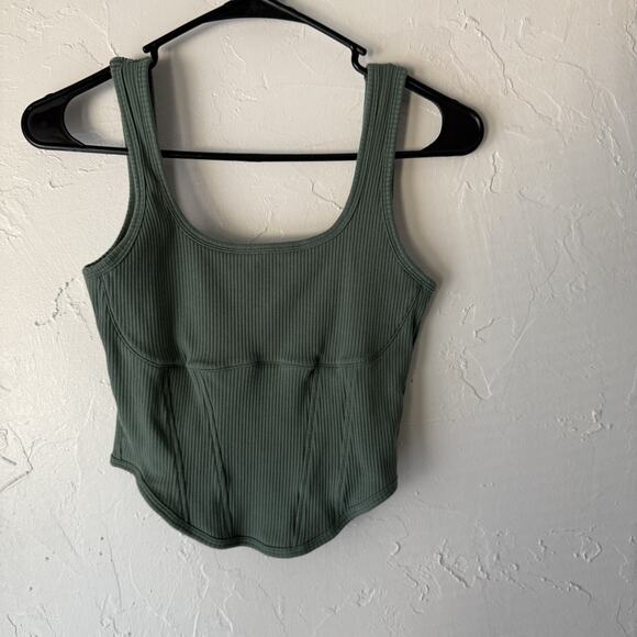 PINK Victorias Secret Tank Top Set Of 2 Large Black Green Ribbed Fitted Y2k Cute - Picture 9 of 10